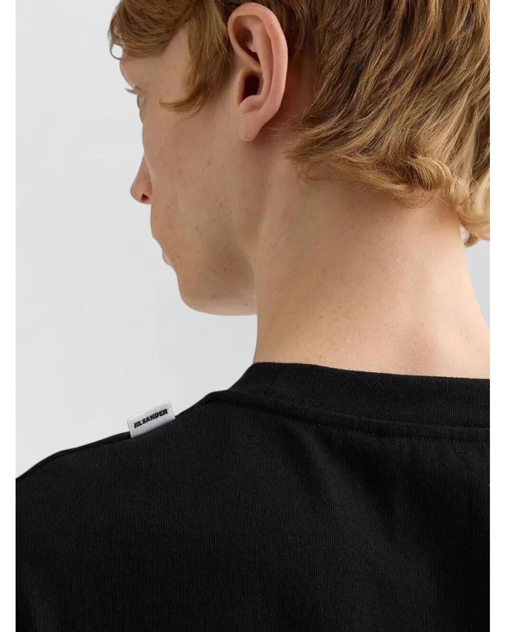 Jil Sander Black Cotton Crewneck Long-Sleeve T-Shirt for men