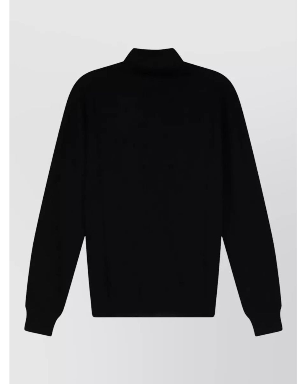 Brunello Cucinelli Black Cashmere Silk Long-Sleeve Polo Shirt for men
