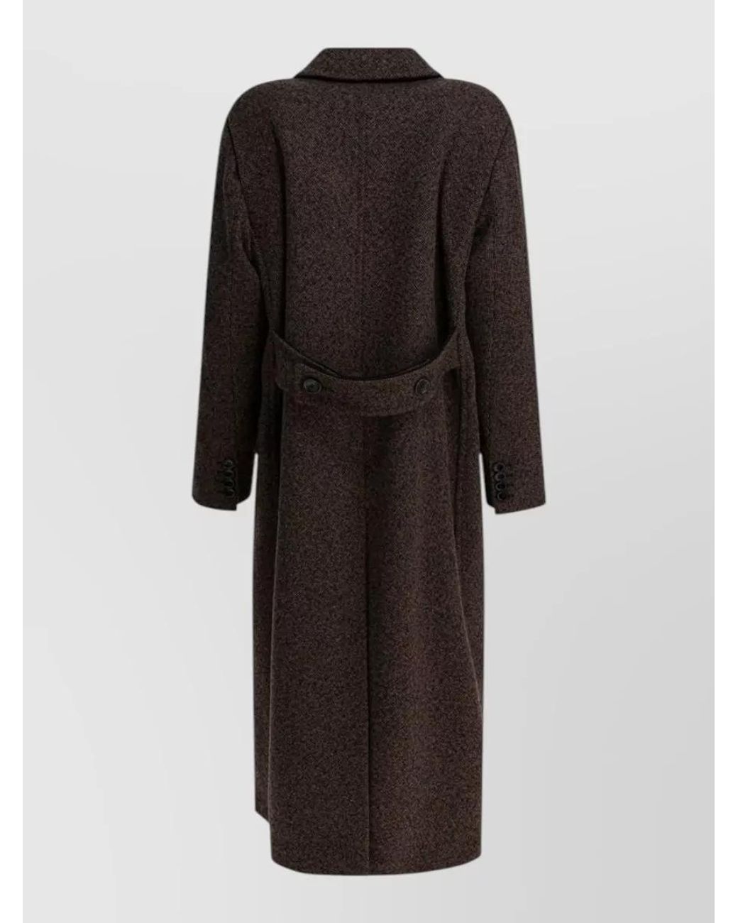 Max Mara Black Long Double-Breasted Wool Cashmere Coat