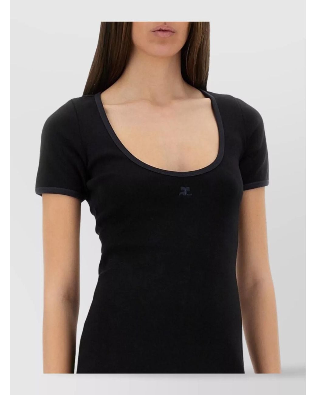 Courreges Black Cotton Slim-Fit Mini Dress