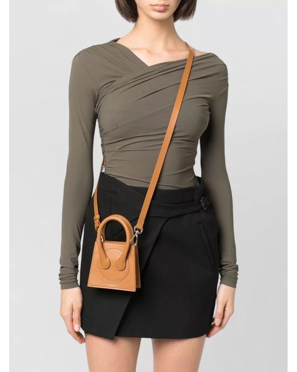 AZ FACTORY Brown Leather Mini Crossbody Bag