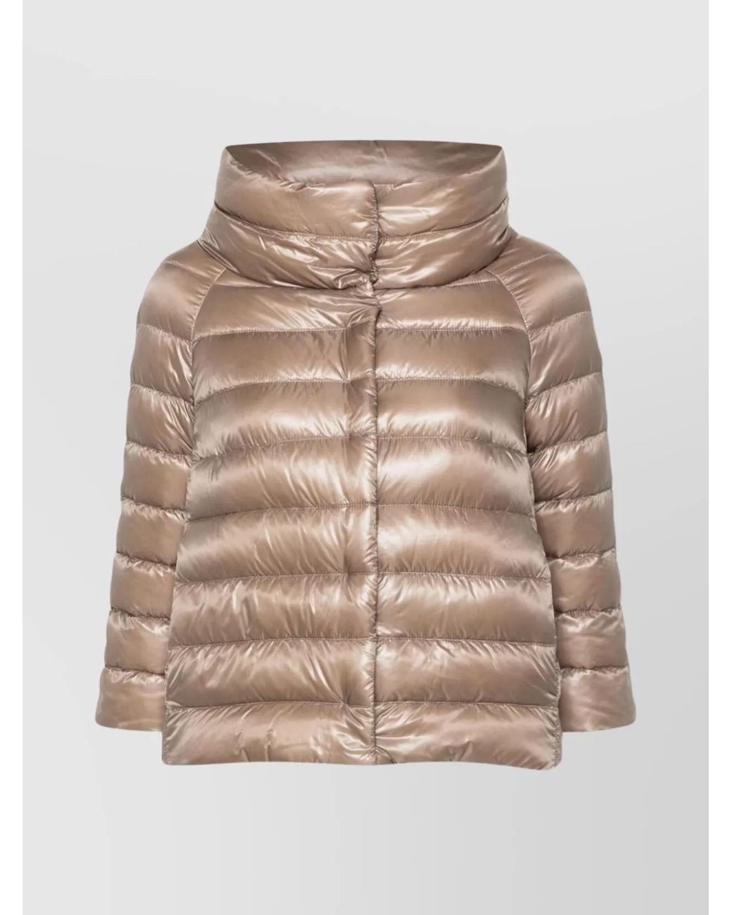 Herno Natural Down Quilted Funnel Neck Short Puffer Jacket
