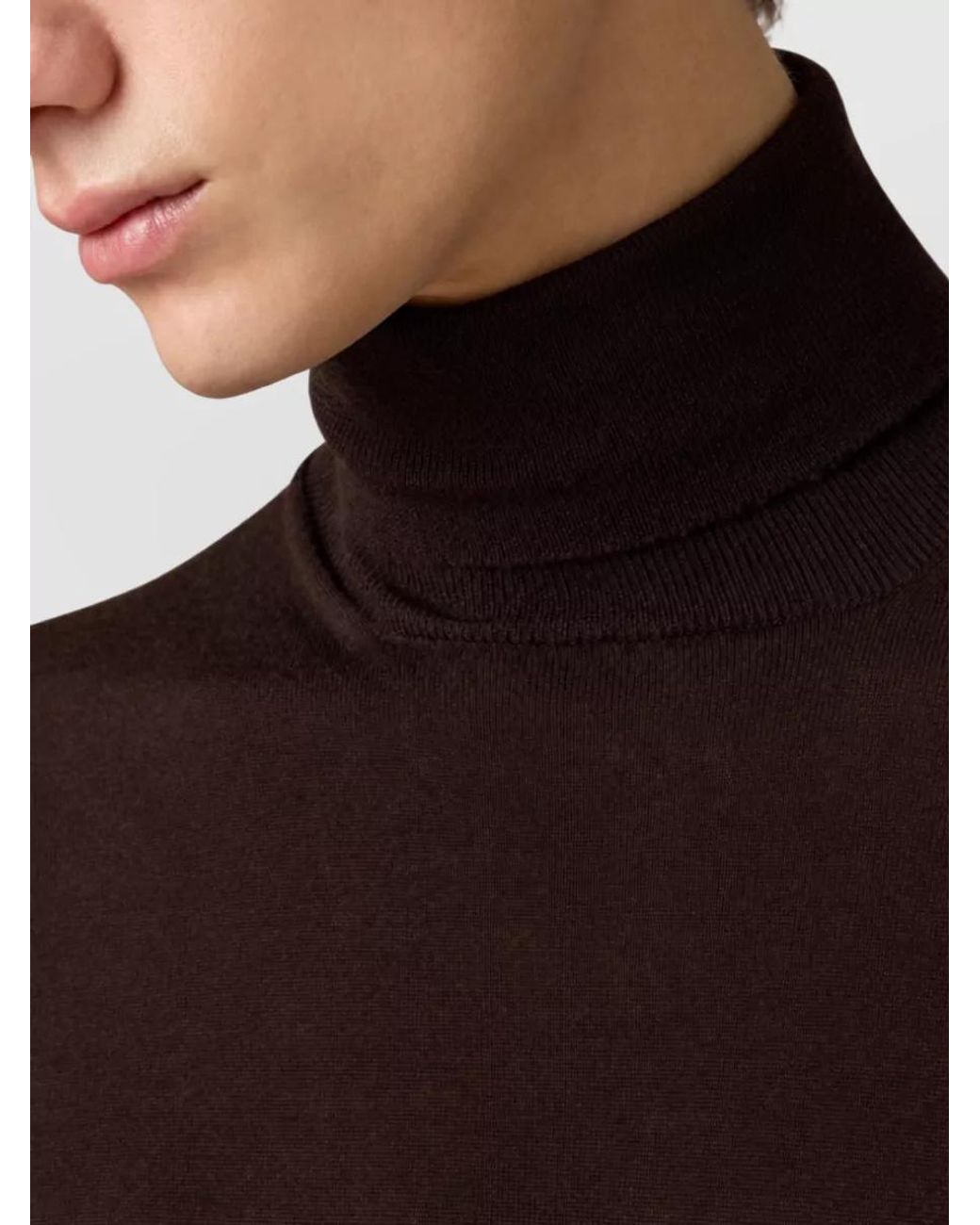 Lardini Brown Wool Fine-Knit Turtleneck Sweater for men