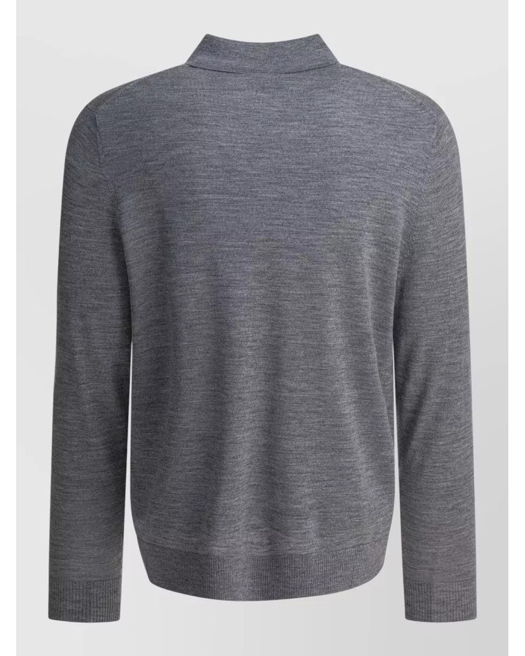 Vince Gray Merino Wool Long-Sleeve Polo Sweater for men