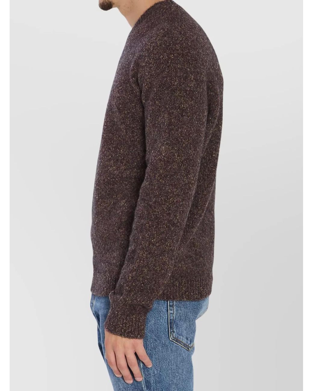 Roberto Collina Brown Ribbed Knit Crew Neck Jumper for men