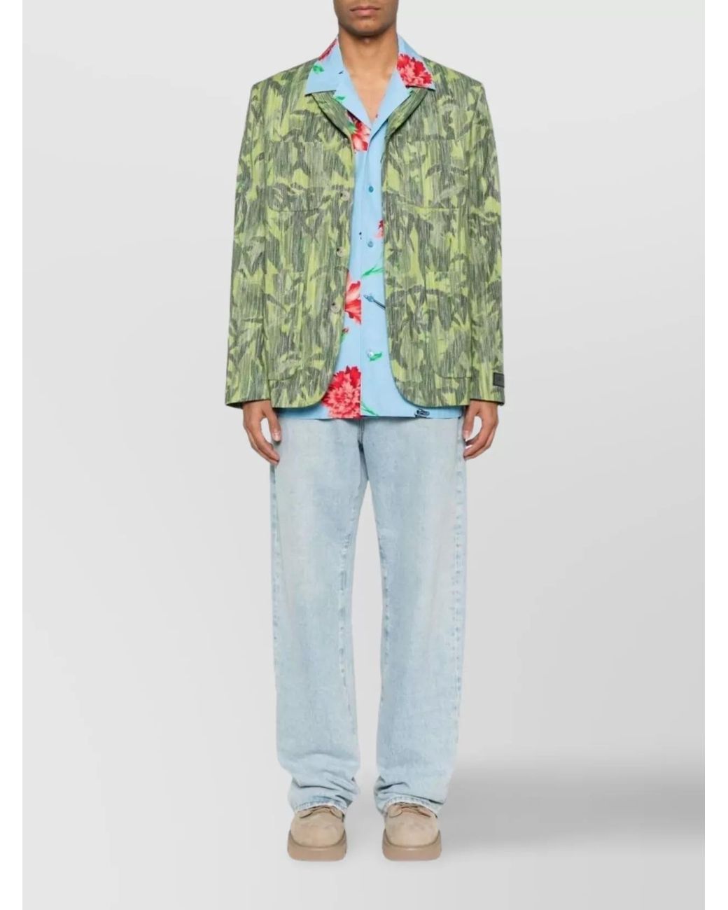 KENZO Green Single-Breasted Blazer for men