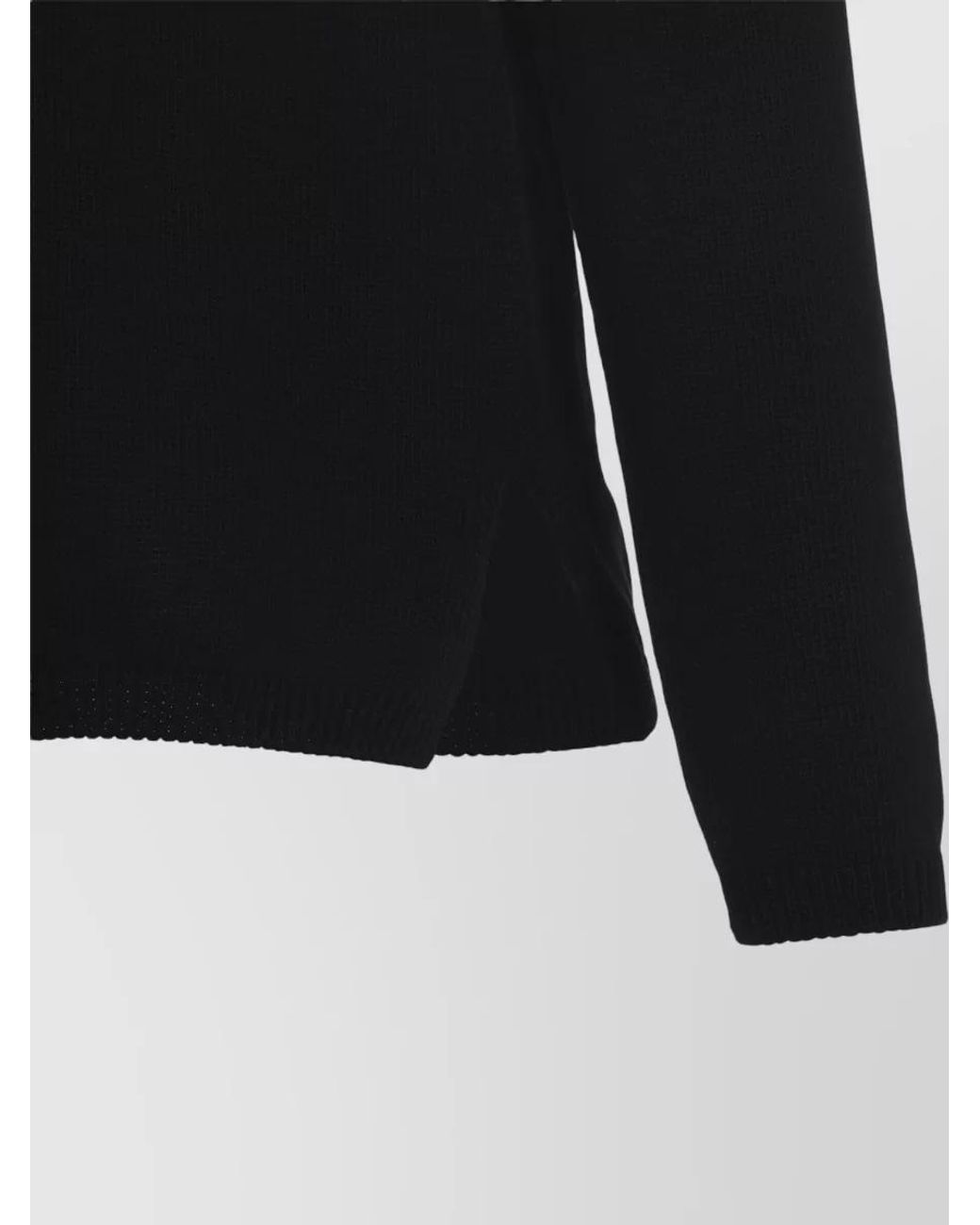 Rick Owens Black Cotton Oversized V-Neck Jumper for men