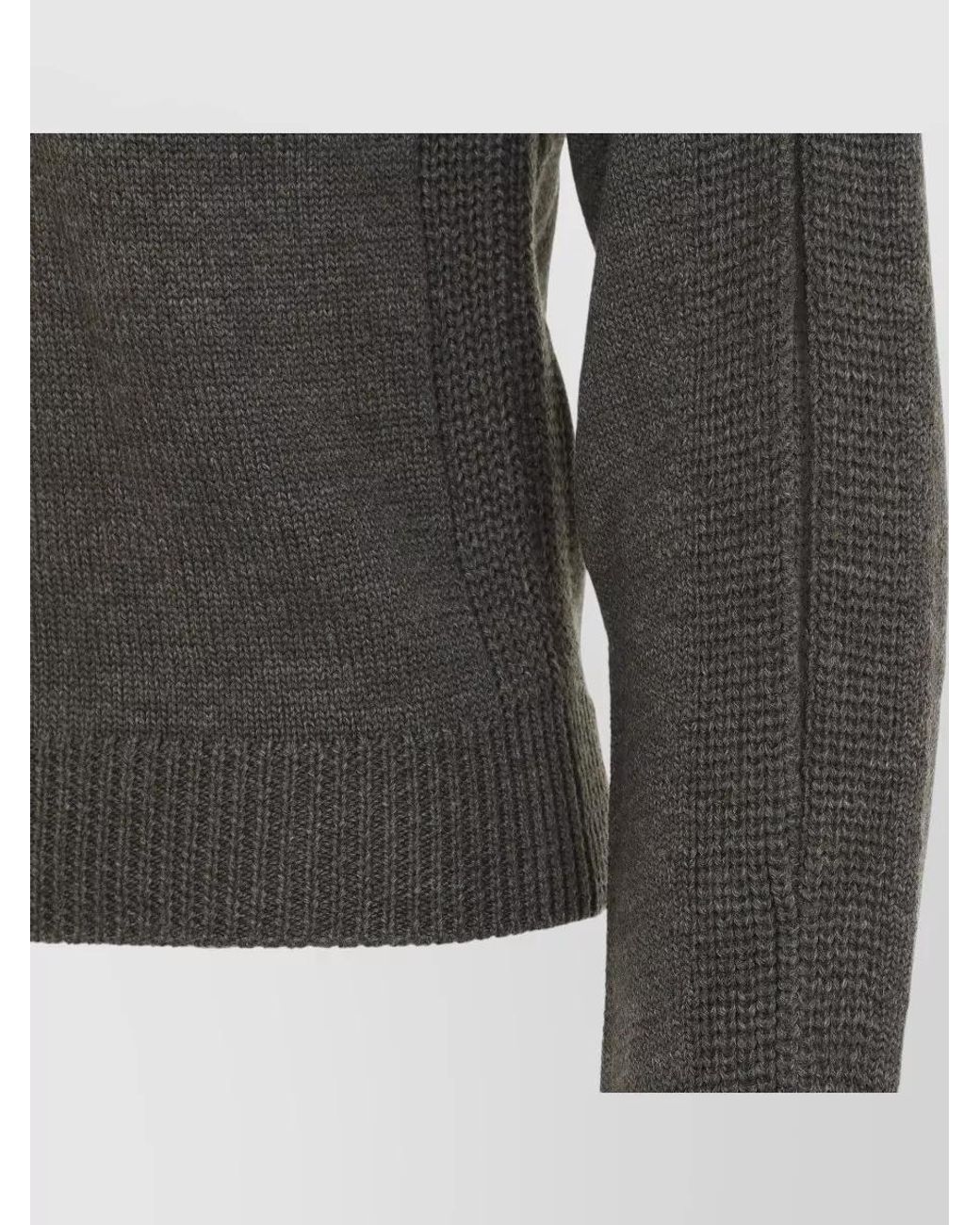 Alberta Ferretti Gray Virgin Wool Fine-Knit Long-Sleeve Cutout Sweater