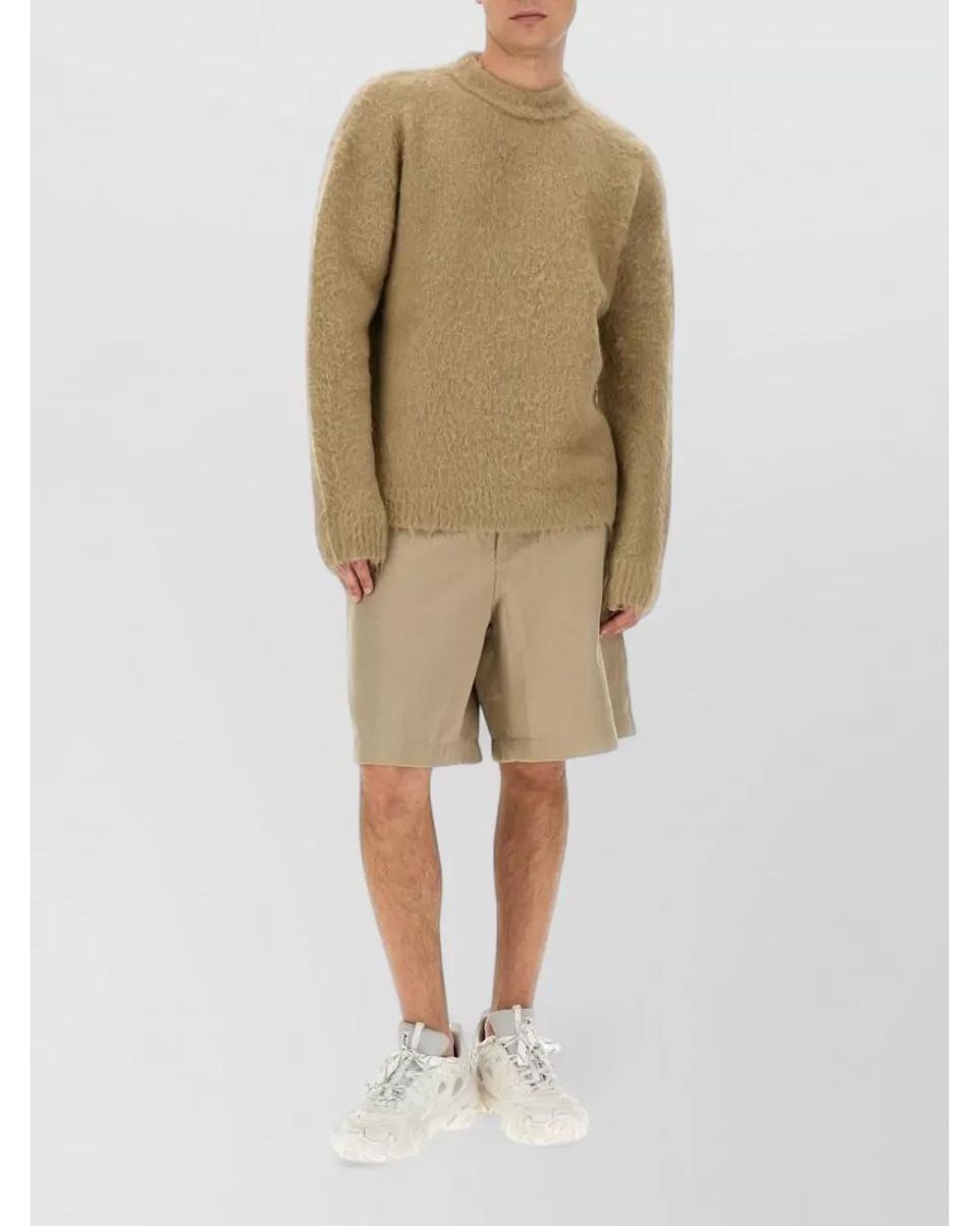 Acne Natural Ribbed Crew Neck Sweater for men