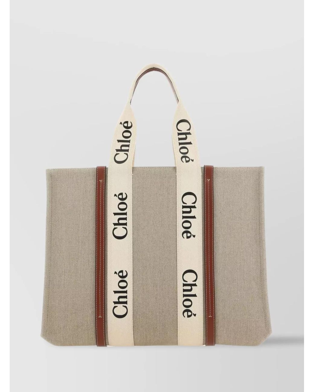 Chloé Natural Woody Large Linen Tote Bag