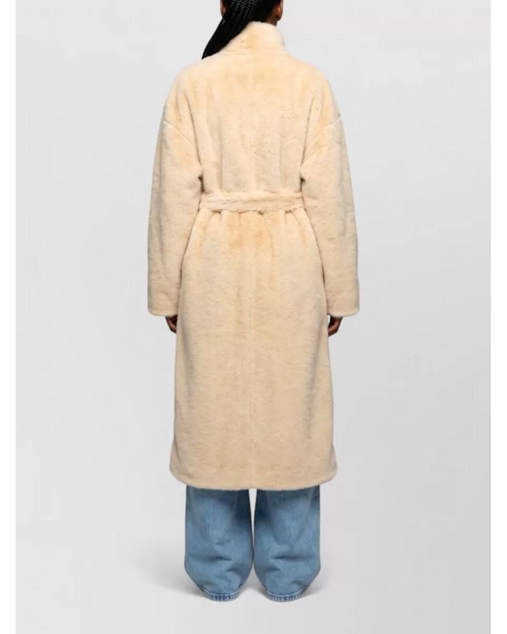 Frankie Shop Blue Ravello Faux Fur Robe Coat