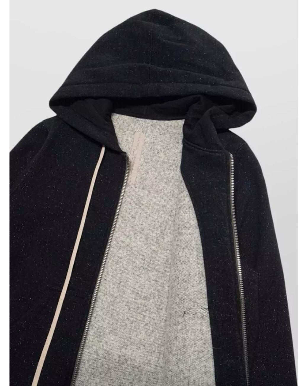 Rick Owens Blue Wool Hooded Zip Sweatshirt for men