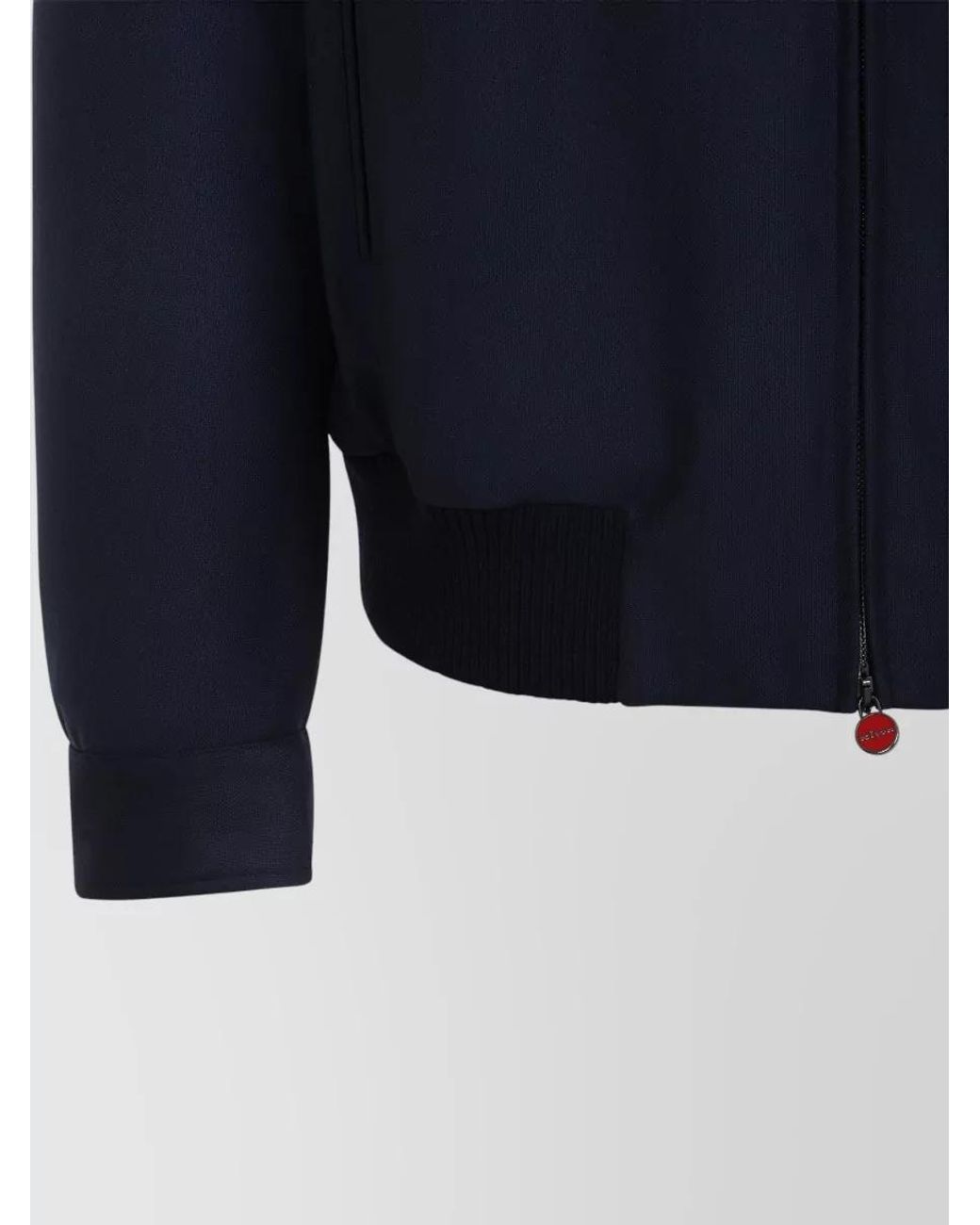 Kiton Blue Wool Cashmere Ribbed Bomber Jacket for men