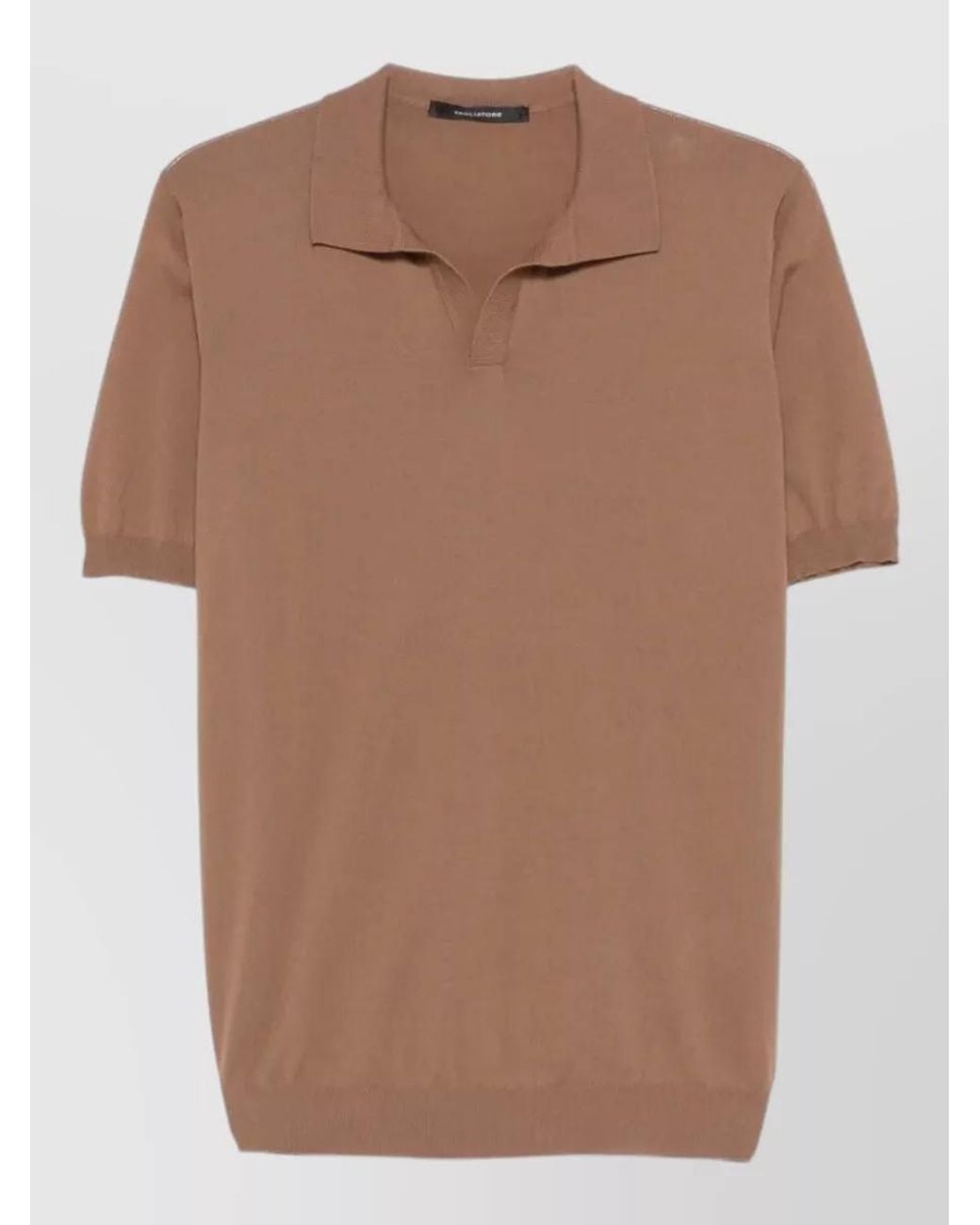 Tagliatore Brown Cotton Short-Sleeve Polo Shirt for men