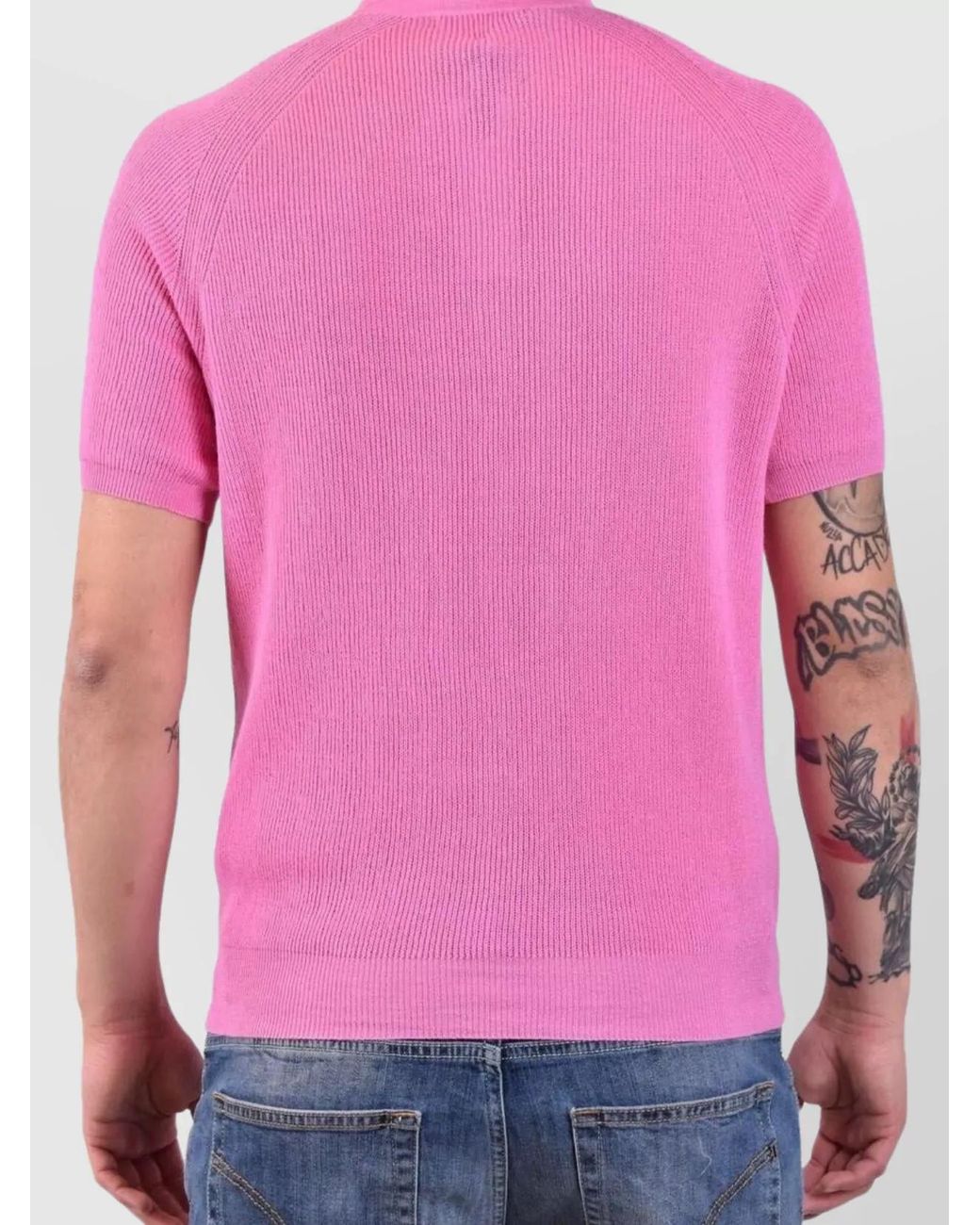 Laneus Pink Cotton Polo Shirt for men