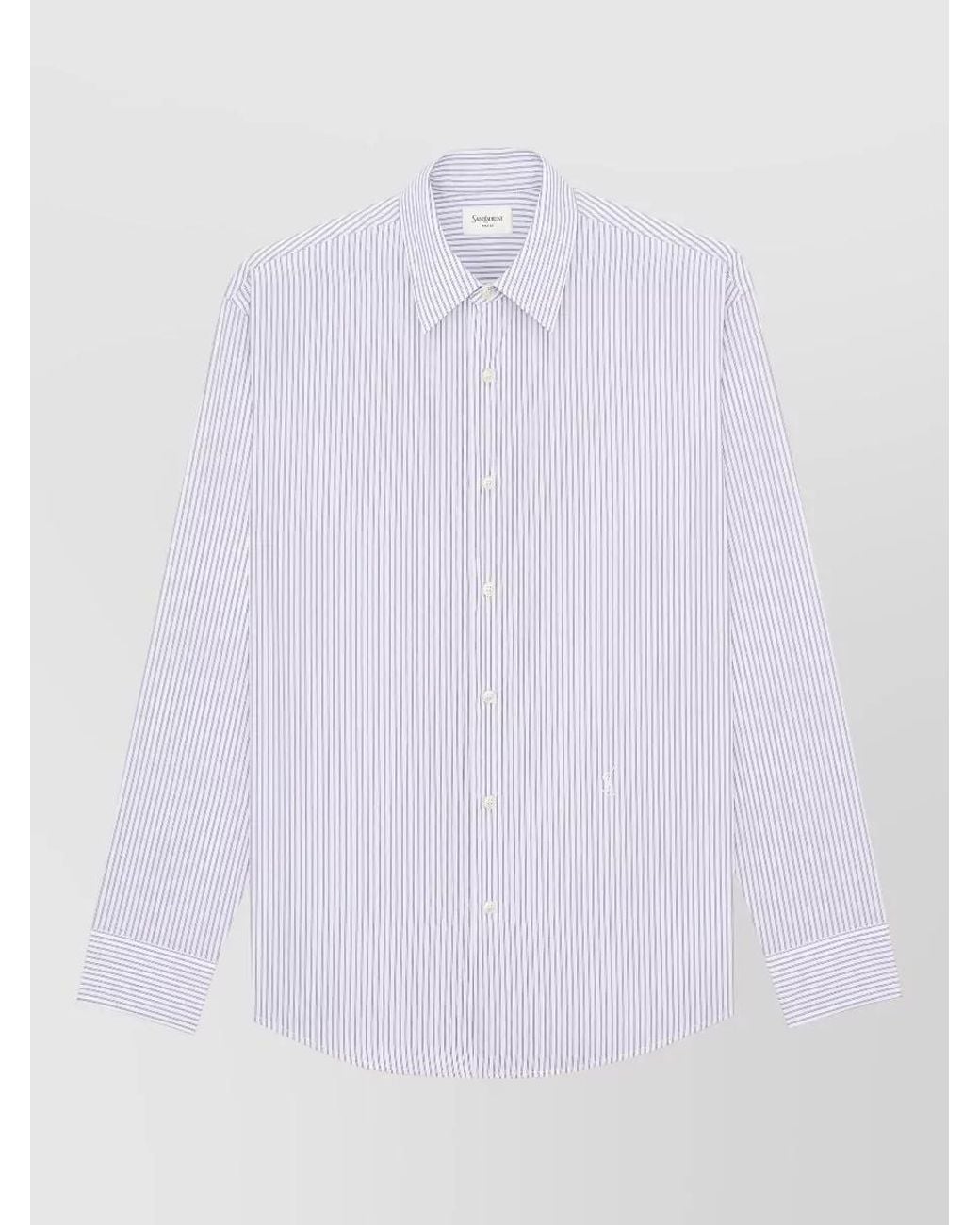 Saint Laurent Purple Striped Cotton Poplin Shirt for men