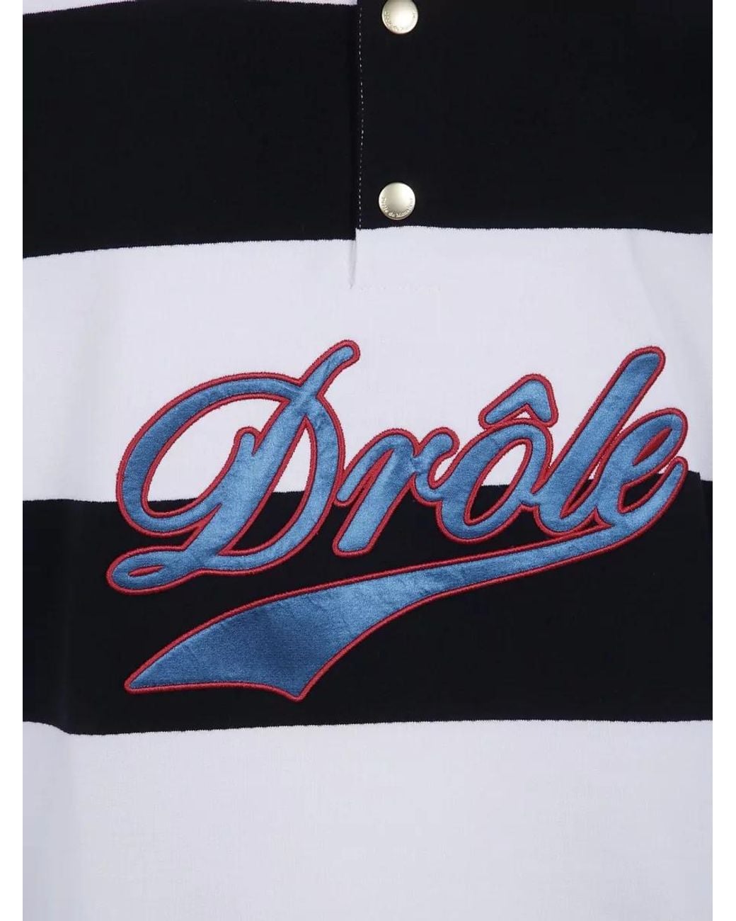 Drole de Monsieur Blue Striped Cotton Polo Shirt for men