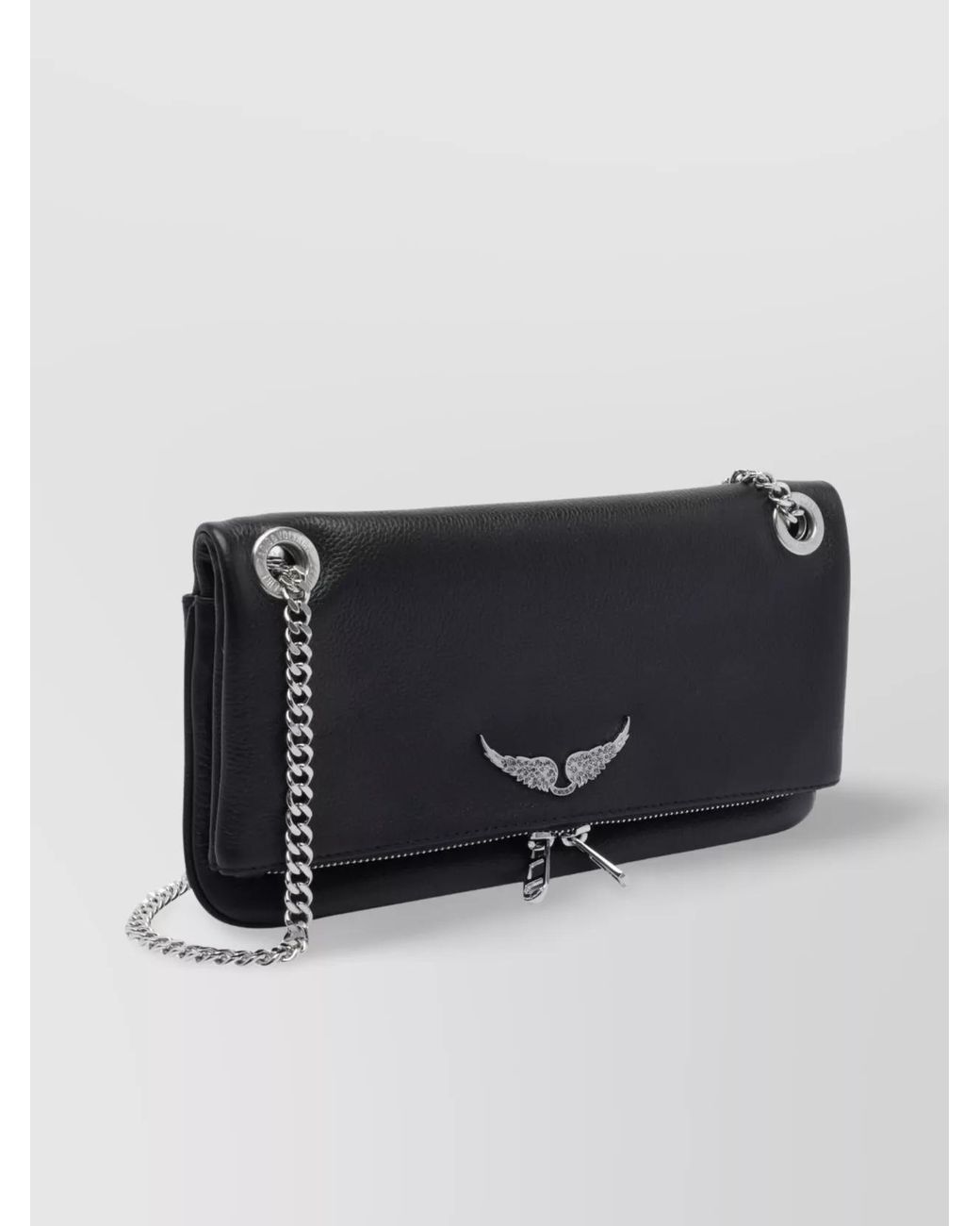 Zadig & Voltaire Black Rock Calf Leather Wallet On Chain Shoulder Bag