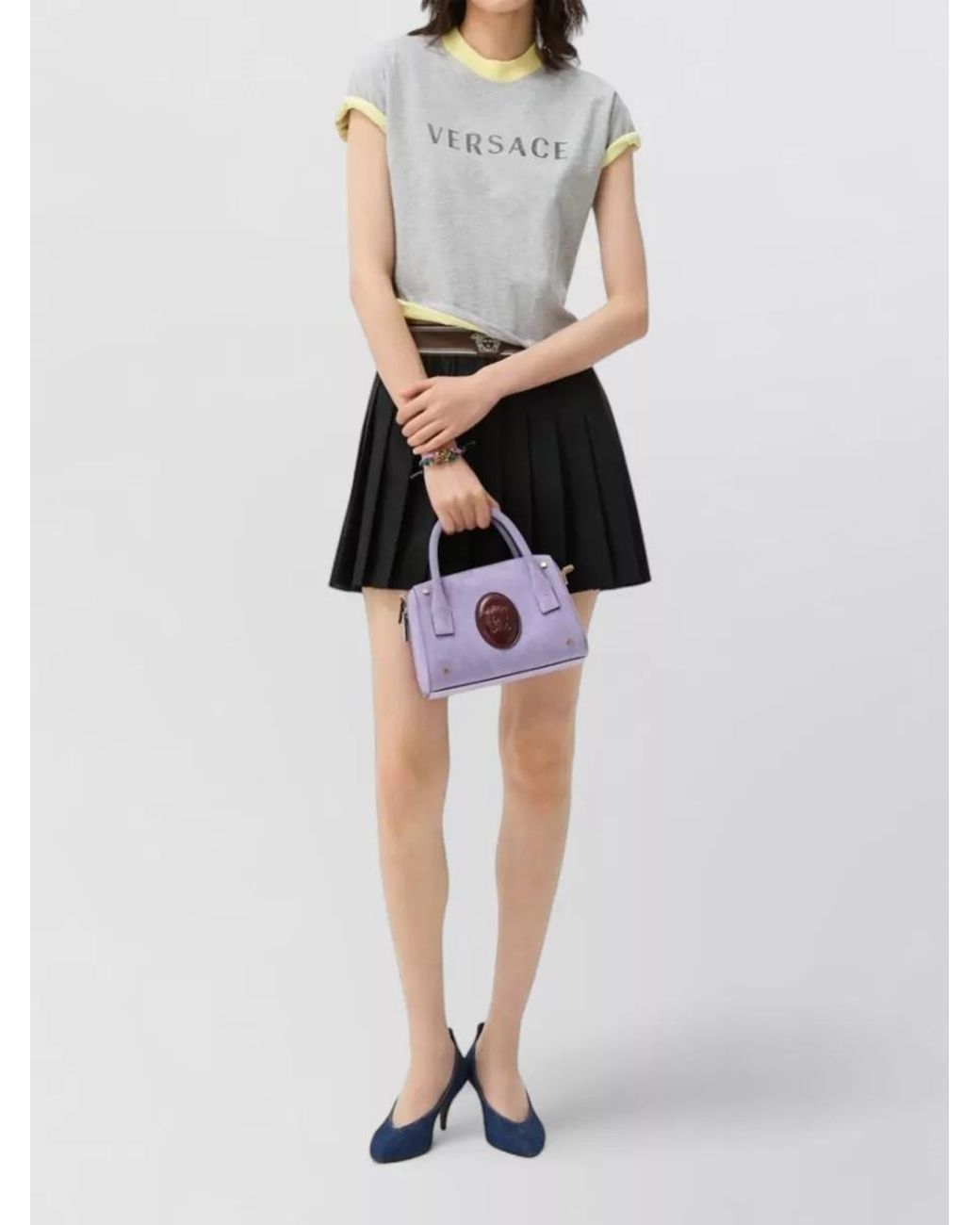 Versace Black Wool Mohair Pleated Mini Skirt