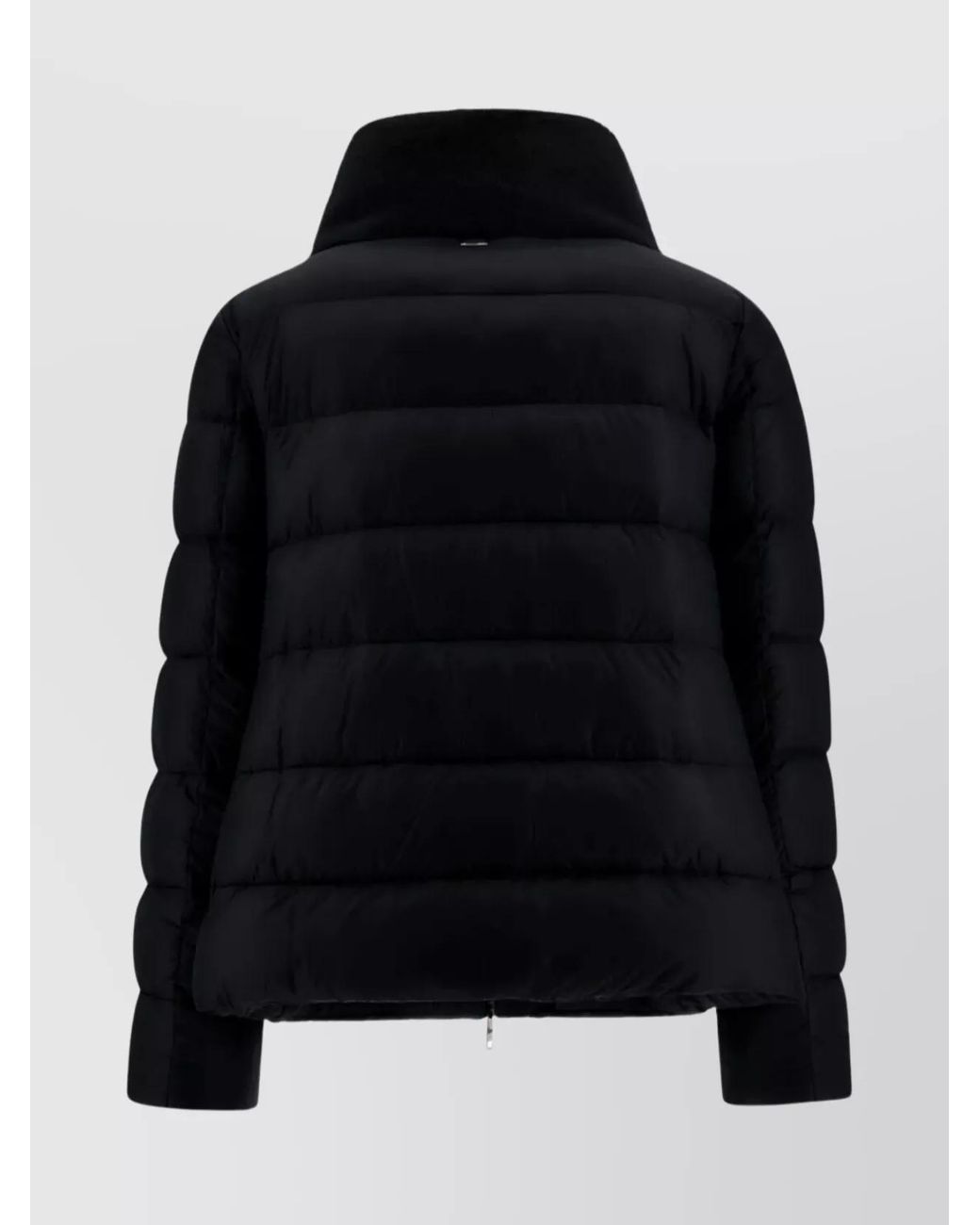 Herno Black Faux Fur Trim Down Puffer Jacket