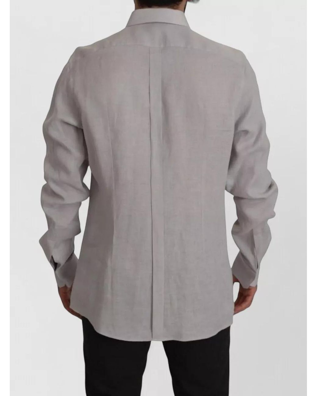 Dolce & Gabbana Gray Linen Long-Sleeve Formal Shirt for men