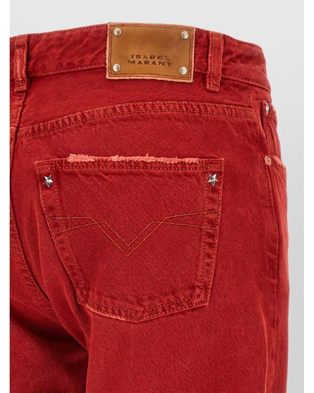 Isabel Marant Red Denim Cropped Straight-Leg Jeans