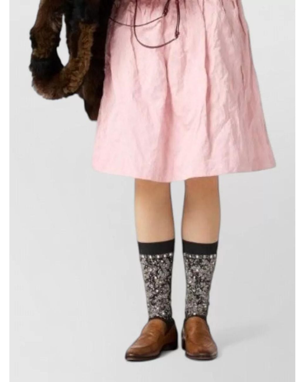 Miu Miu Pink Metallic A-Line Skirt