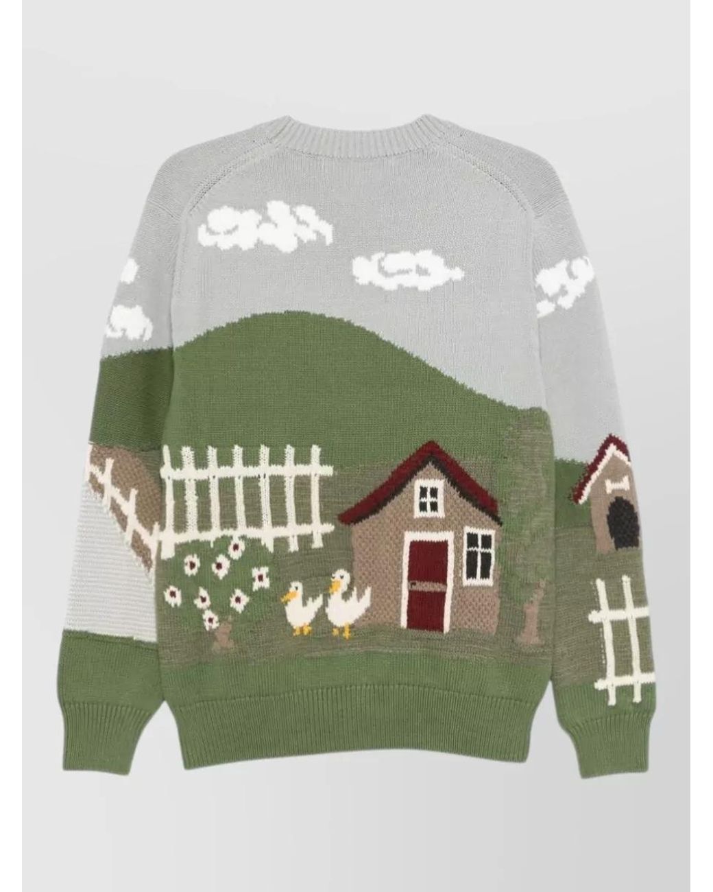 Junya Watanabe Green Printed Crewneck Sweater for men