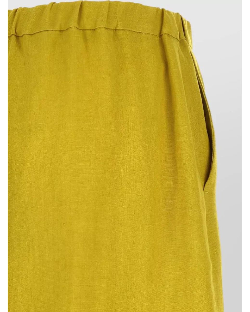 Max Mara Yellow Linen Cropped Wide-Leg Shorts
