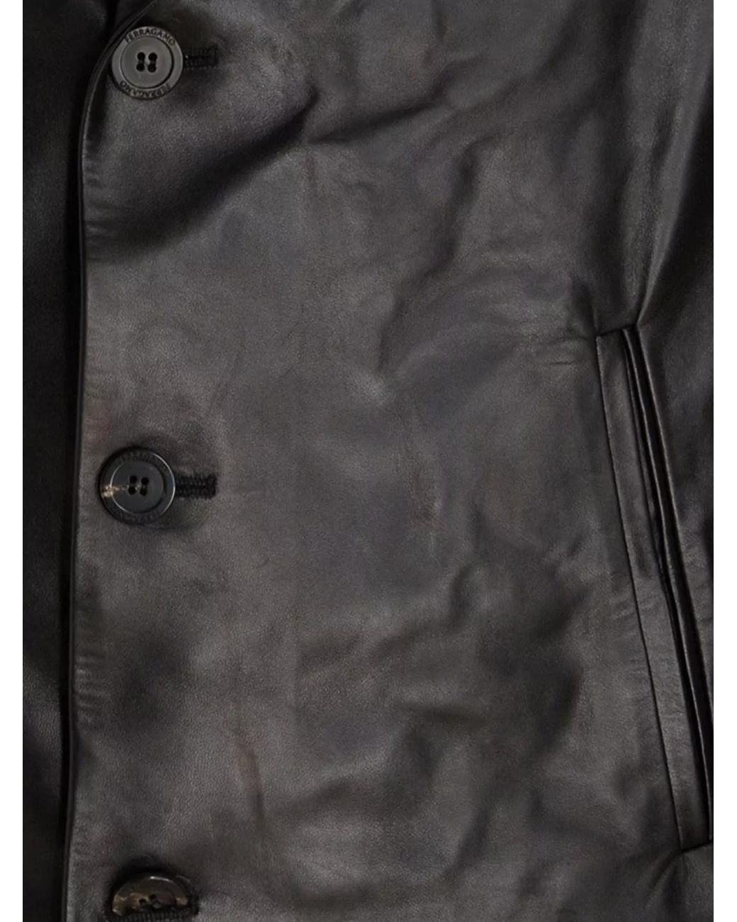 Ferragamo Black Nappa Leather Slim-Fit Jacket for men