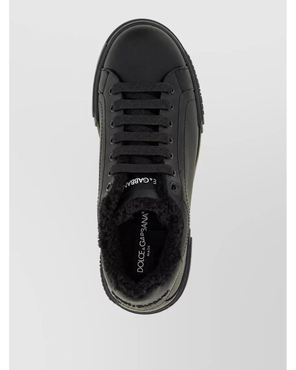 Dolce & Gabbana Black Leather Portofino Light Lace-Up Sneakers for men