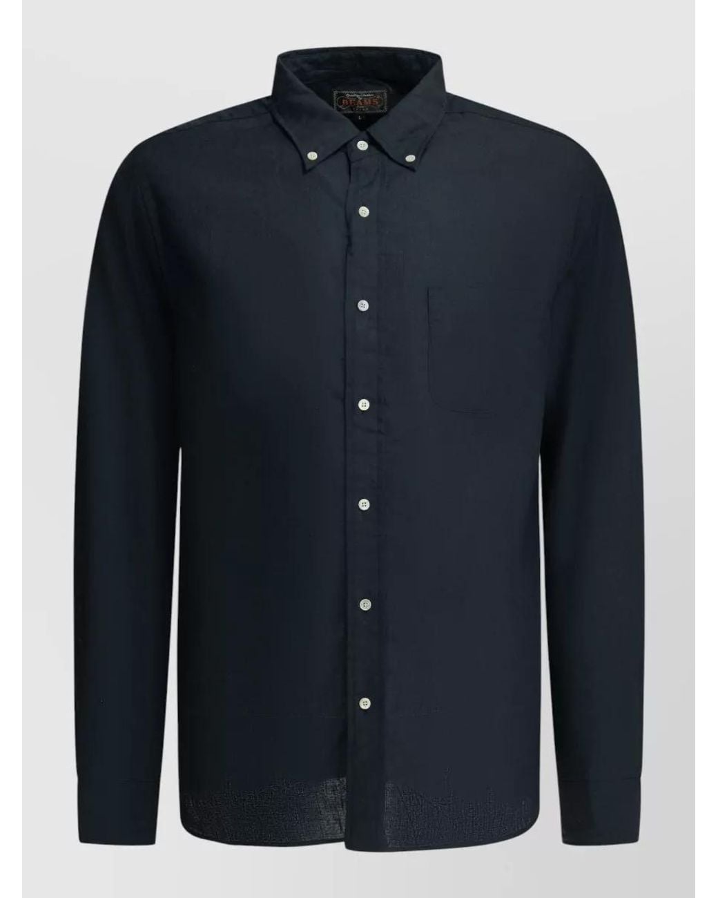 Beams Plus Blue Linen Blend Casual Shirt for men