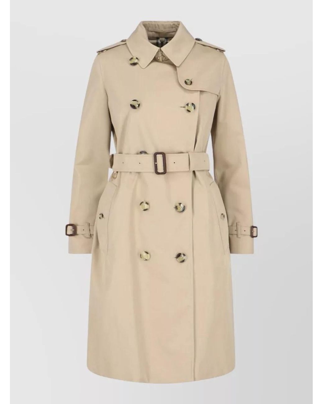 Burberry Natural Cotton Double-Breasted Belted Long Trench Coat