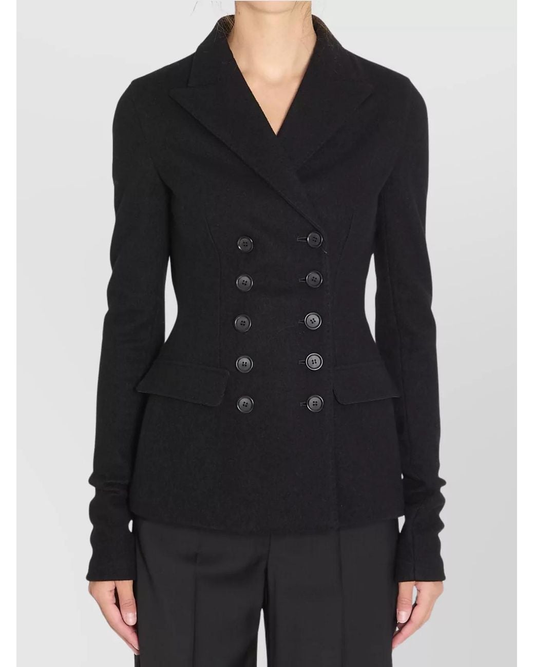 Dolce & Gabbana Black Virgin Wool Slim-Fit Double-Breasted Blazer