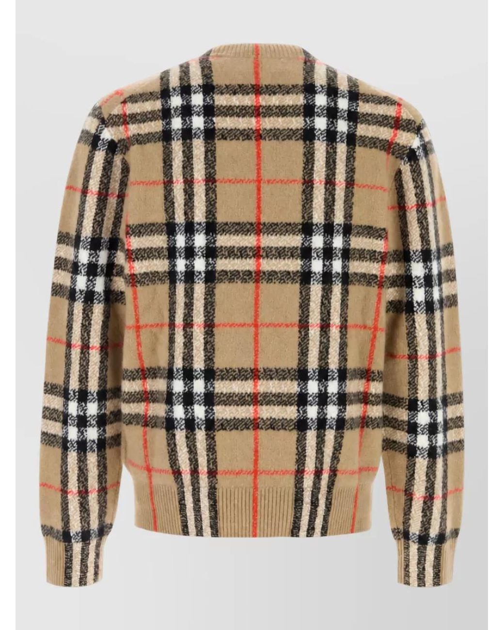 Burberry Pink Check Cashmere Crewneck Sweater for men