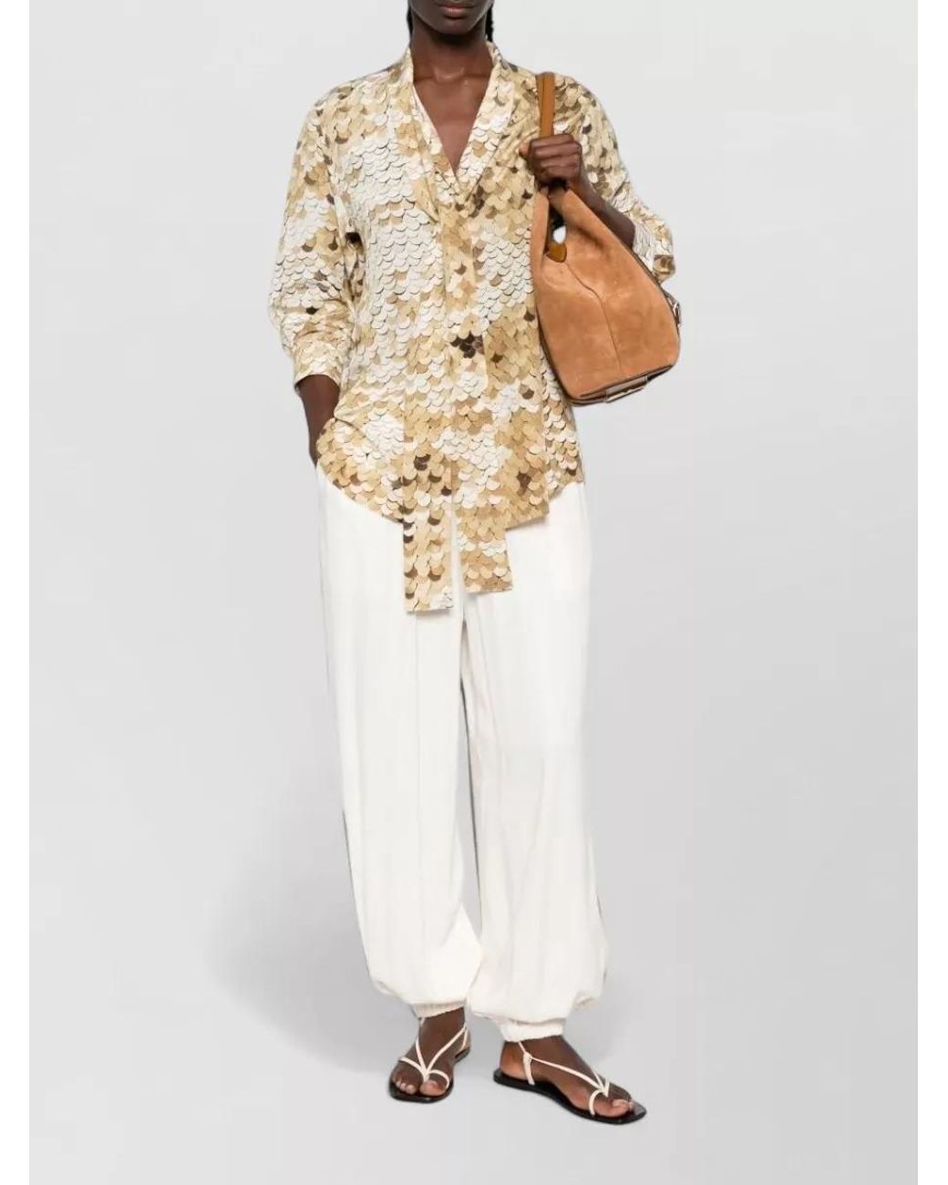 Moschino Natural Silk Long-Sleeve Blouse
