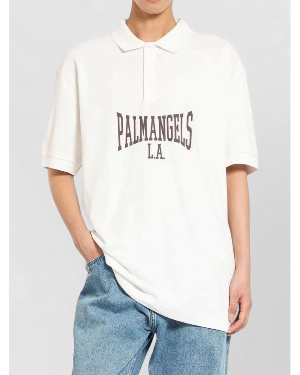 Palm Angels White Cotton Polo Shirt for men