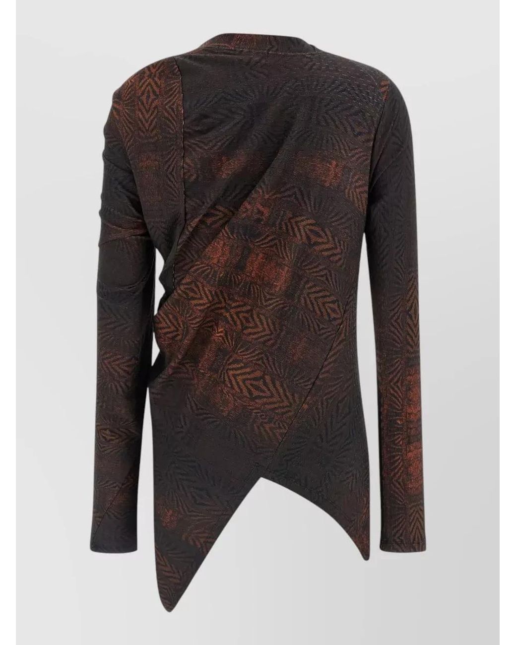 Kiko Kostadinov Black Cotton Printed Asymmetric Draped Long-Sleeve Top