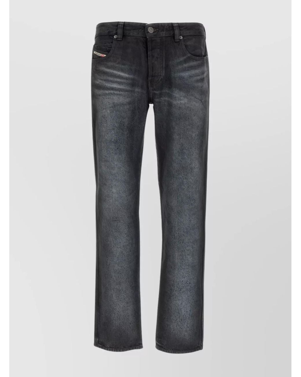 DIESEL Gray Denim Mid-Rise Straight-Leg Jeans for men