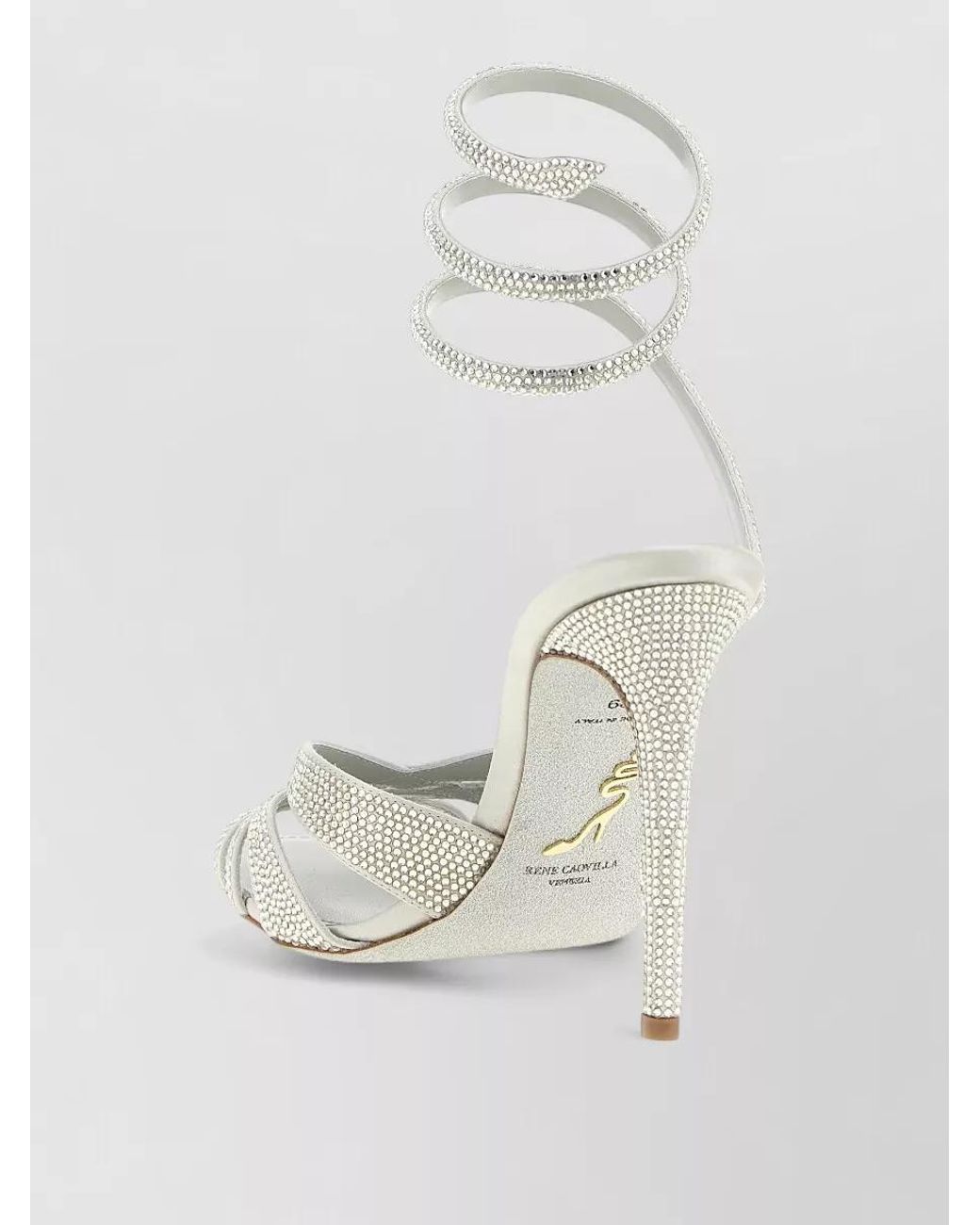 Rene Caovilla White Crystal-Embellished Satin Sandals