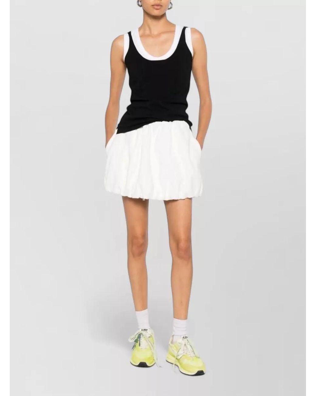 DUNST White Gathered Mini Skirt