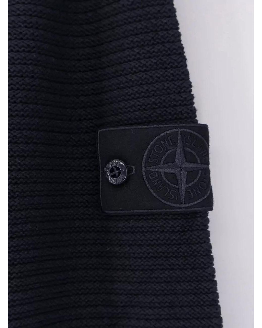 Stone Island Blue Cashmere-Blend Knitted Crew-Neck Long-Sleeve Jumper for men