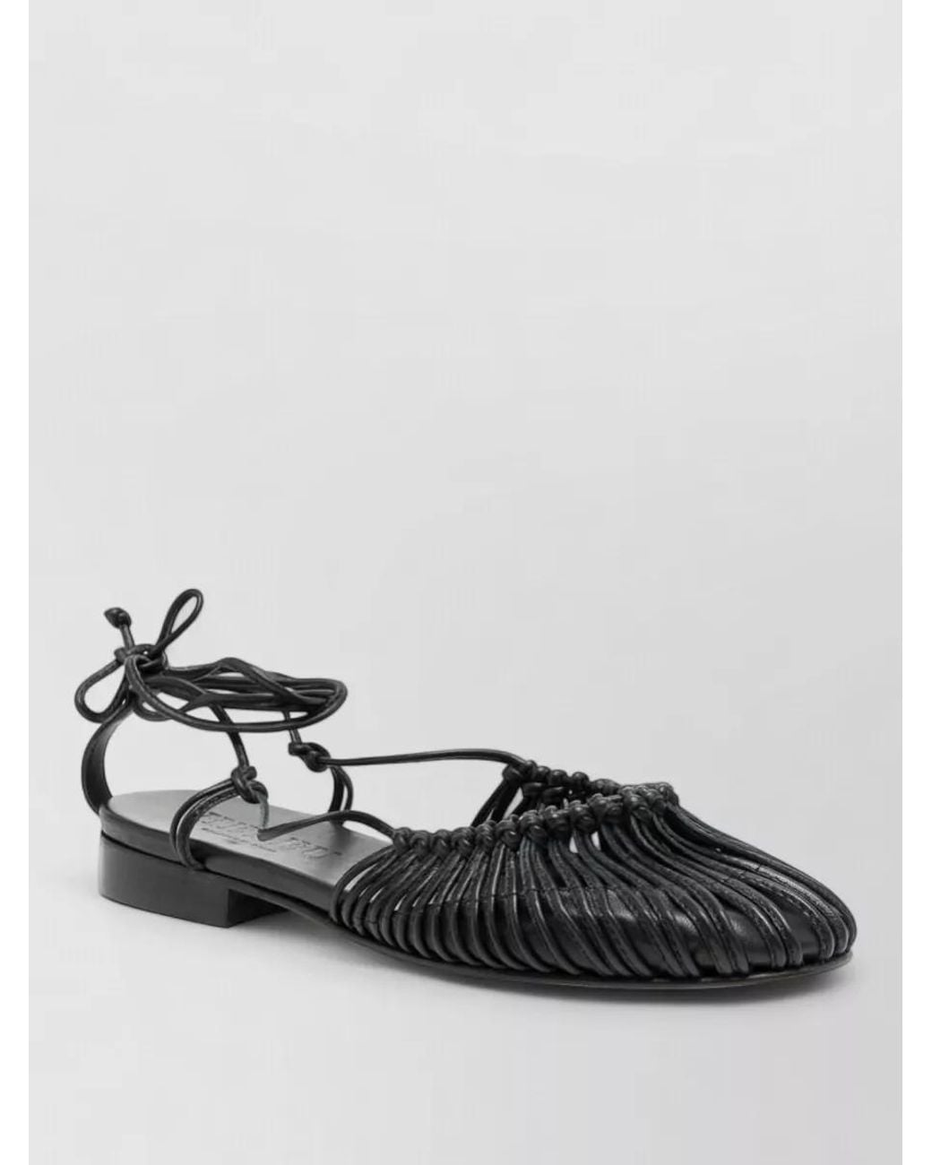 Hereu Black Lamb Leather Knotted Ballerina Shoes