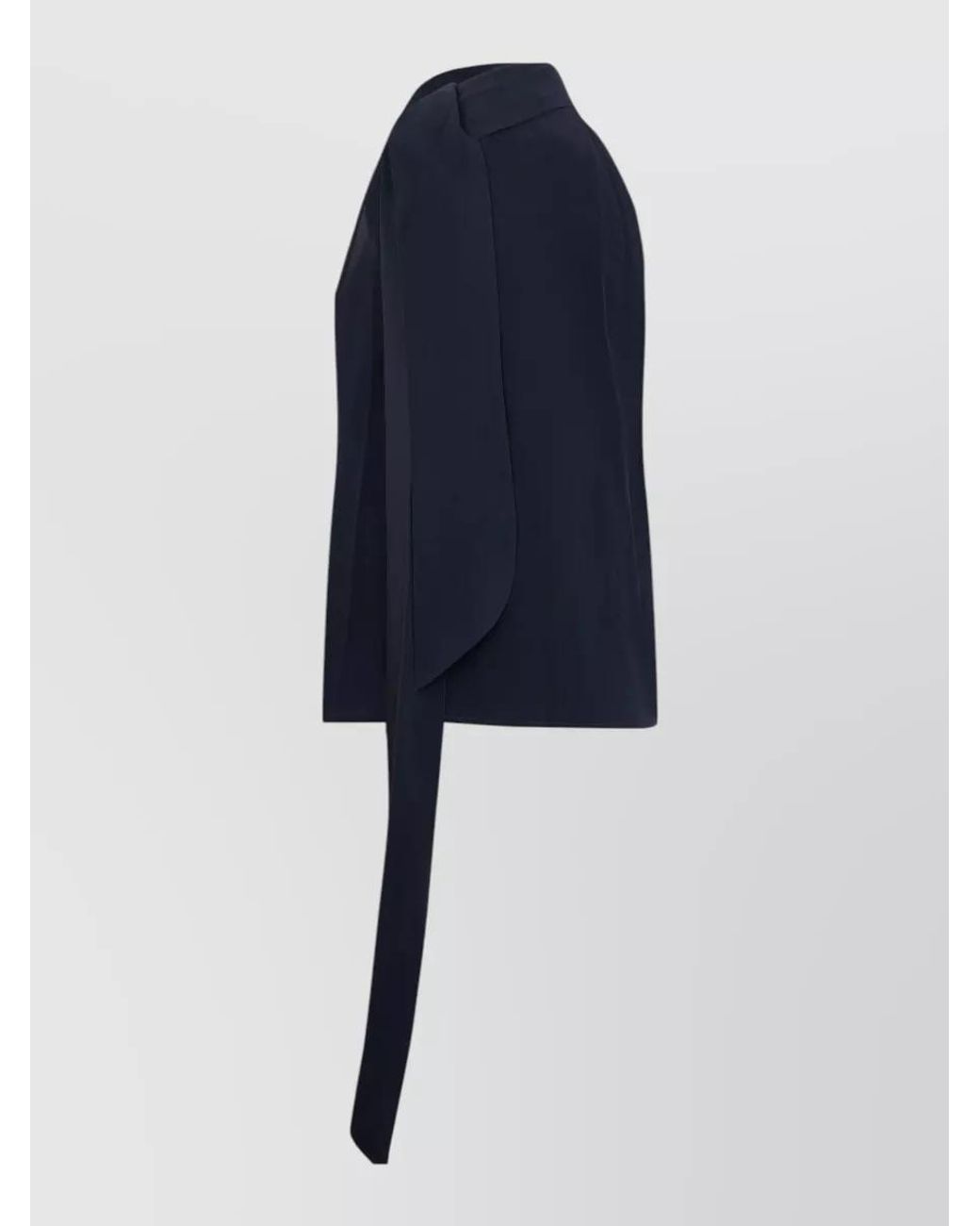 Max Mara Blue Silk Asymmetric One-Sleeve High-Neck Top