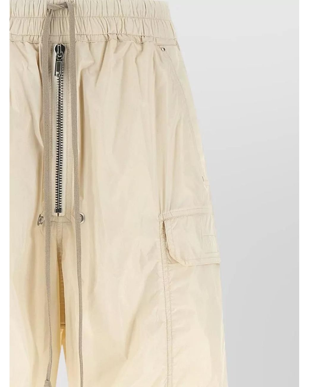 Rick Owens Natural Nylon Low-Rise Flared Wide-Leg Trousers