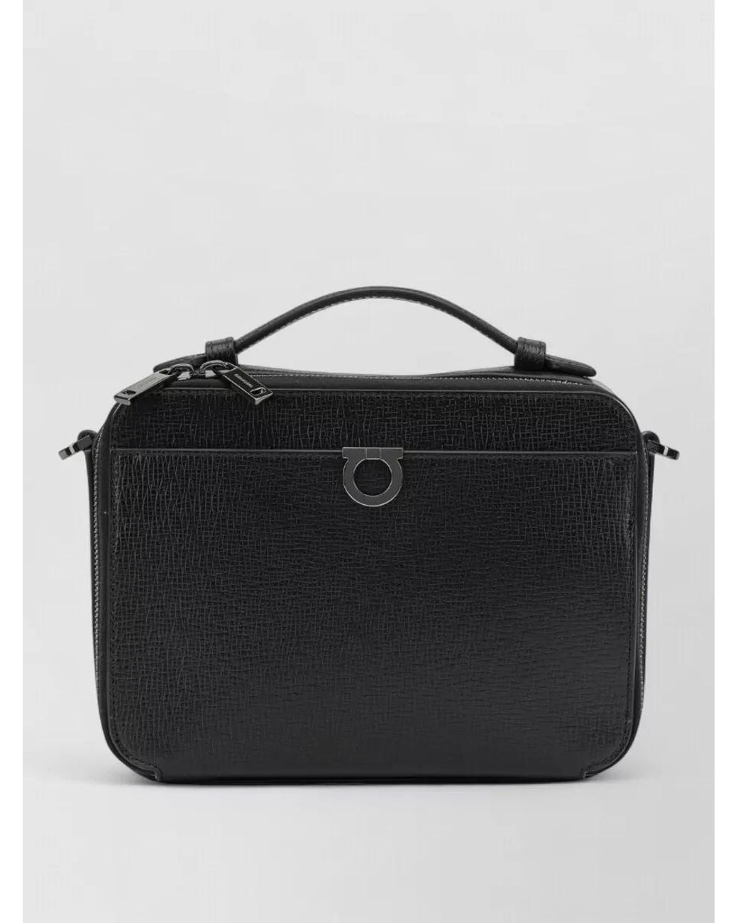 Ferragamo Black Leather Small Crossbody Bag for men
