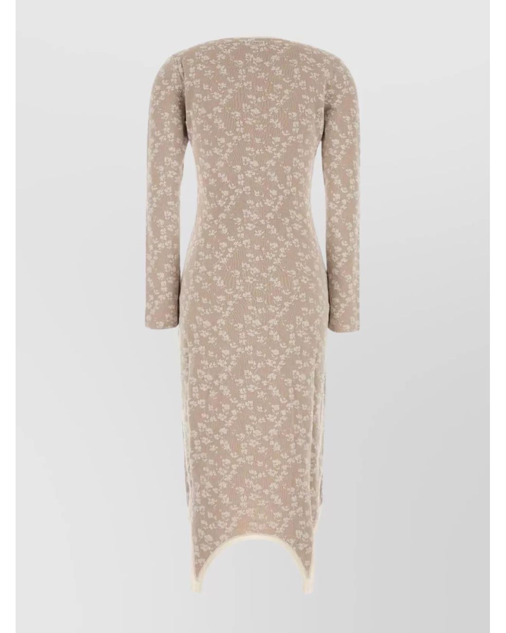 Fendi Natural Embroidered Cotton Blend Knitted Dress