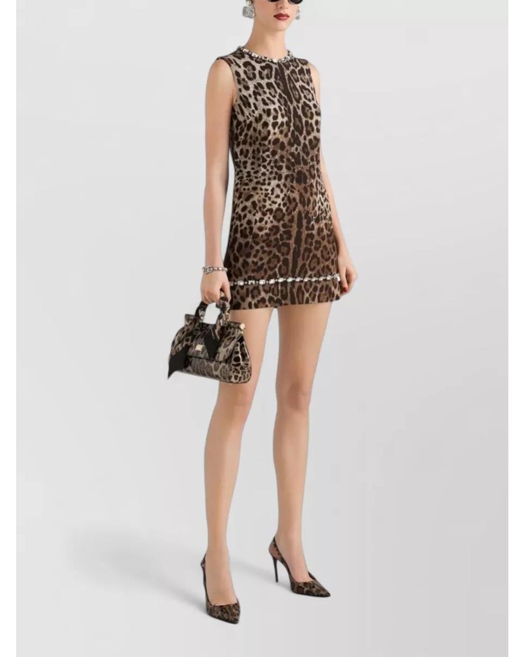 Dolce & Gabbana Brown Printed Mini Dress
