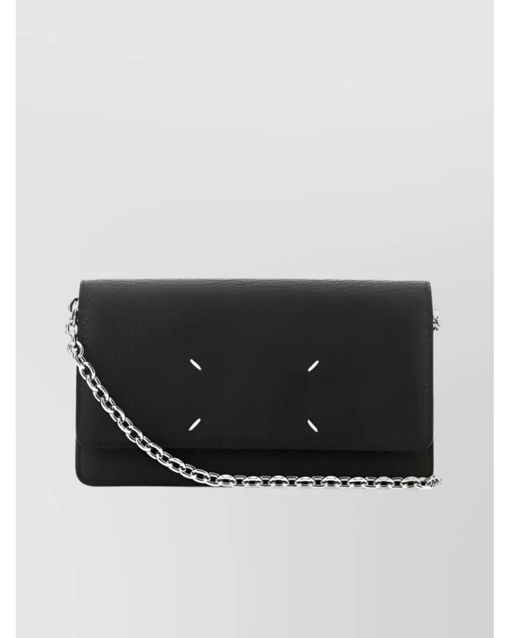 Maison Margiela Black Leather Wallet On Chain