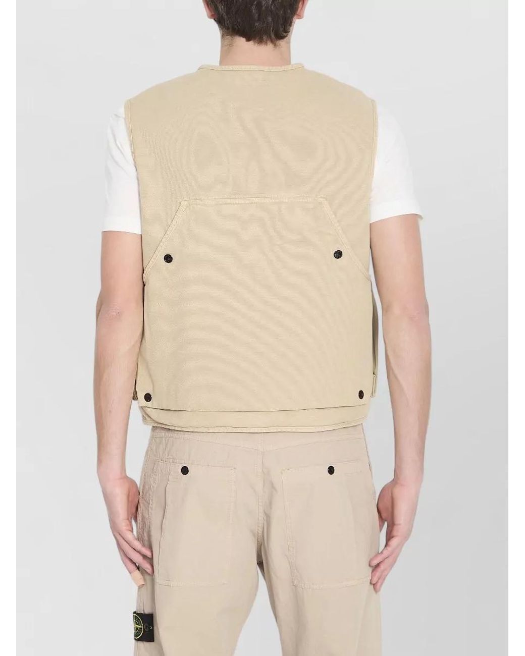 Stone Island Natural Cotton Quilted Oversized Vest for men